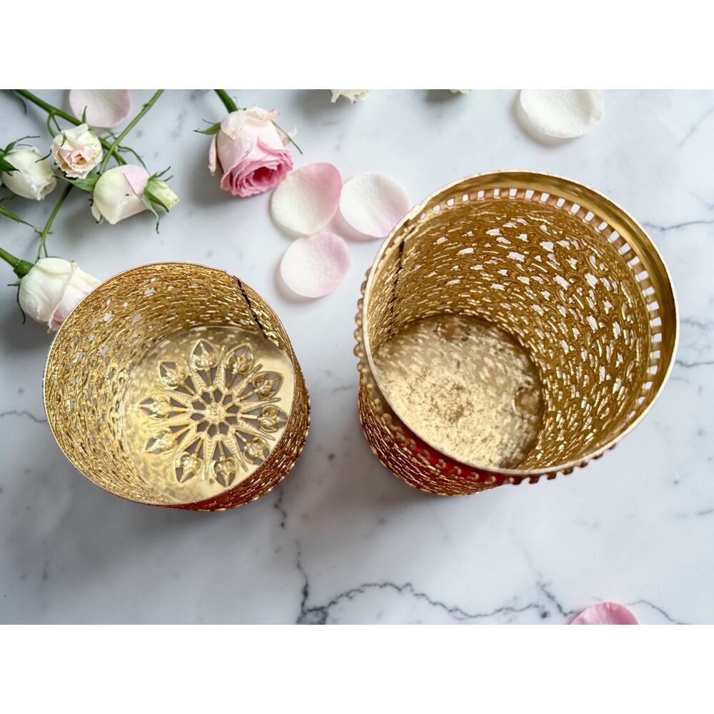 Vintage Hollywood Regency Gold Filigree Hairspray Holder-Candle-Vanity-Brush-Spa - Picture 4 of 8